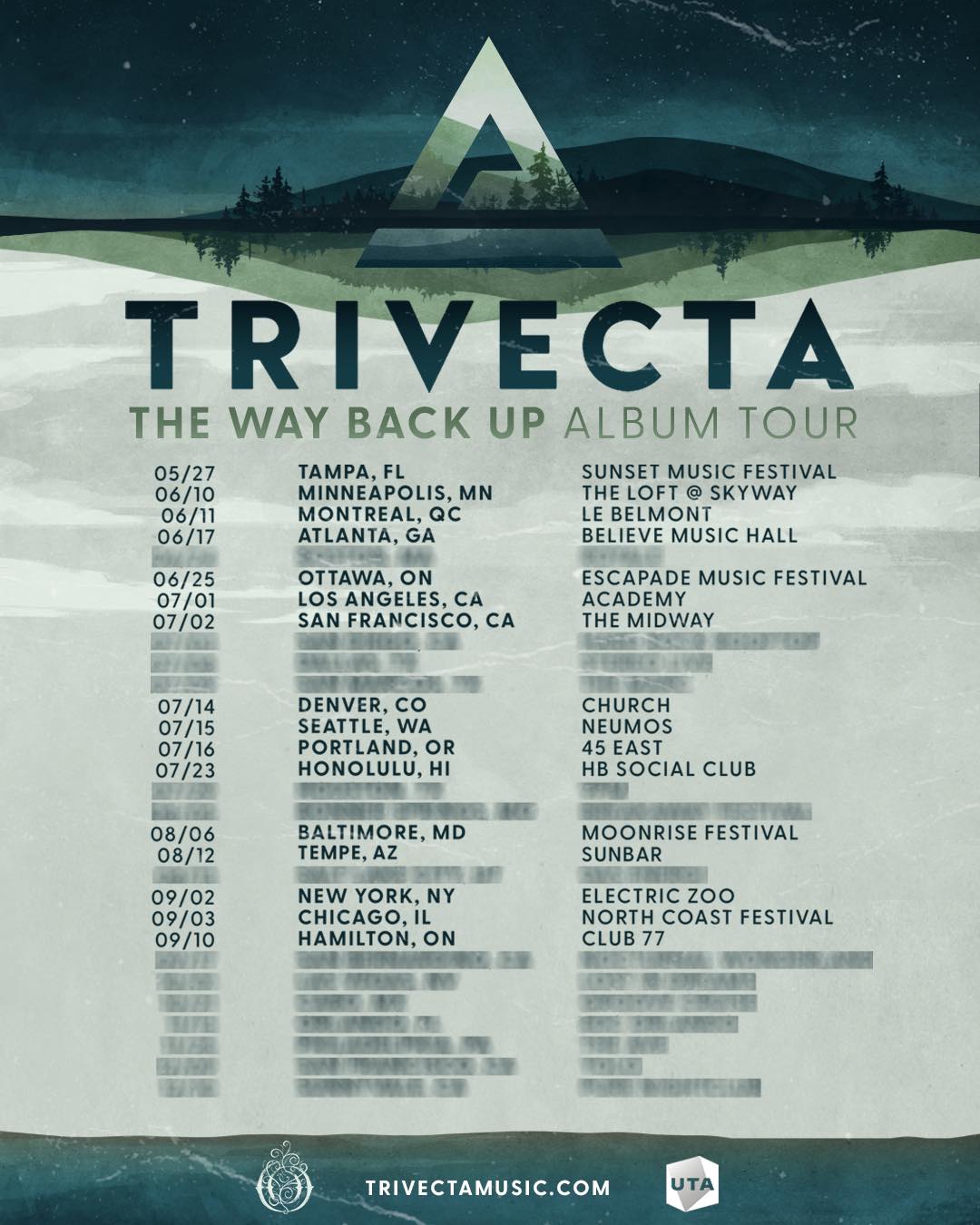 Trivecta The Way Back Up tour neonowlco neon owl